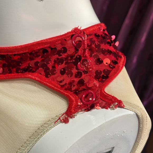 Balera Dance Costume Red Sequin Cut Out Leotard Size SA - Picture 6 of 9